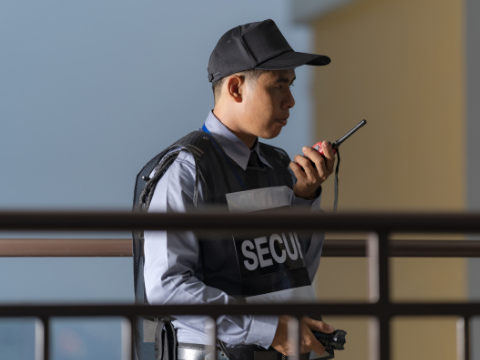 lone worker using security radio